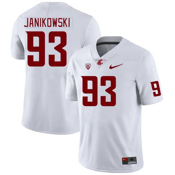 Men #93 Jack Janikowski Washington State Cougars College Football Jerseys Stitched Sale-White - Click Image to Close